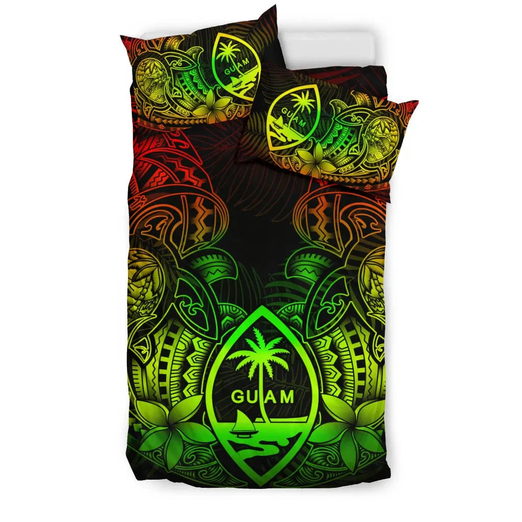 Polynesian Bedding Set - Guam Duvet Cover Sets - Reggae Turtle Homeland Notext