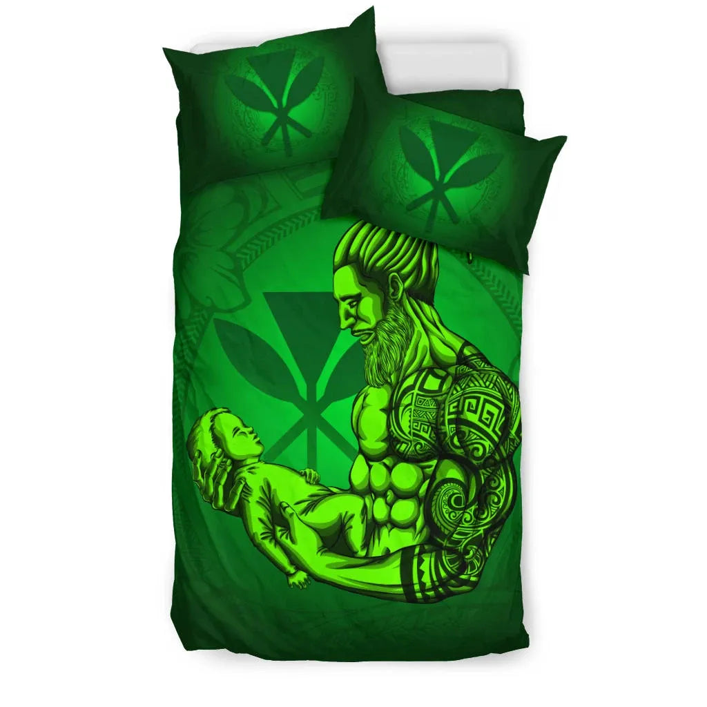 Polynesian Bedding Set Hawaii Duvet Cover Set - A Father'S Love Green