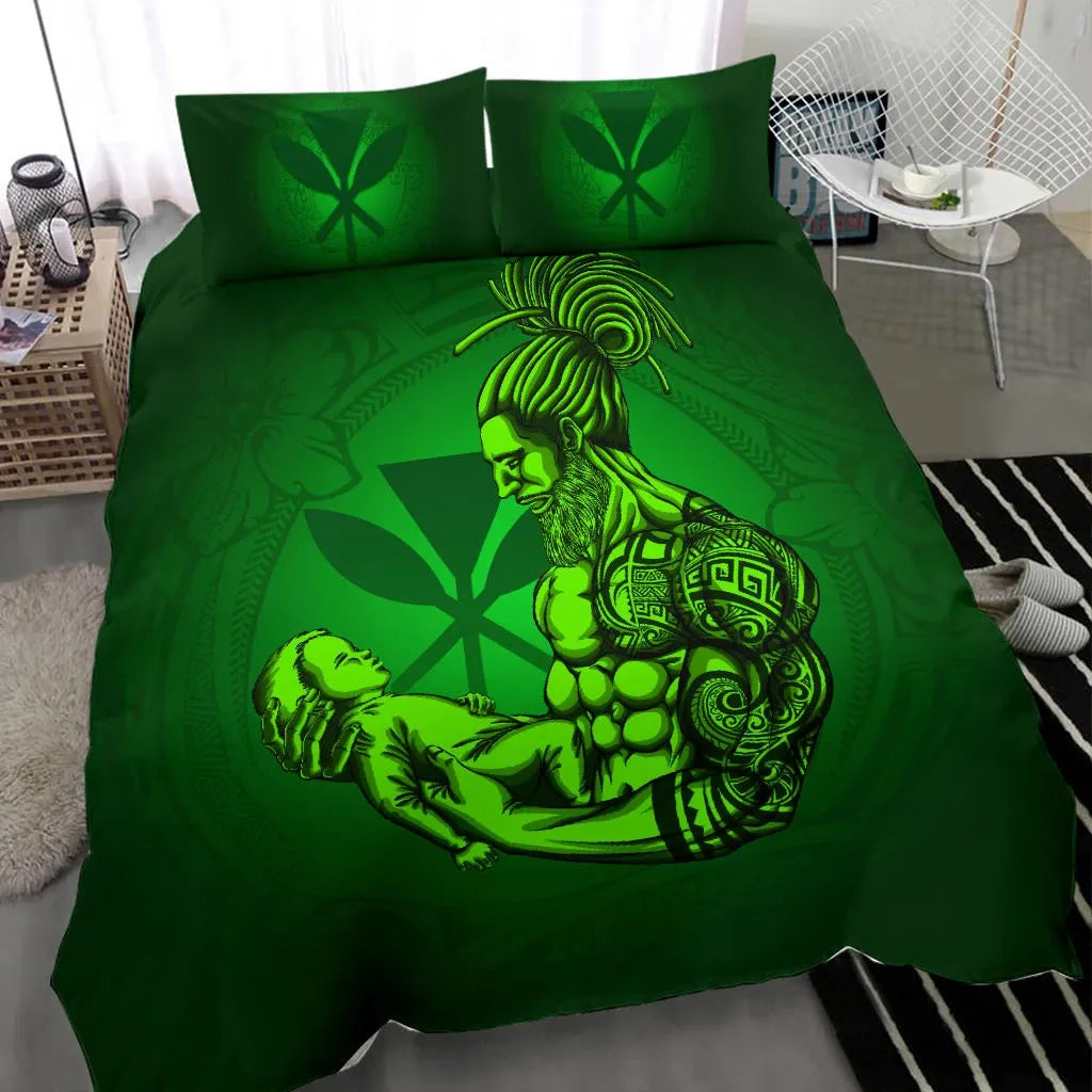 Polynesian Bedding Set Hawaii Duvet Cover Set - A Father'S Love Green