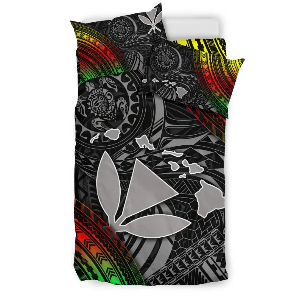 Polynesian Bedding Set - Hawaii Duvet Cover Set- Kanaka Maoli Hawaiian Map
