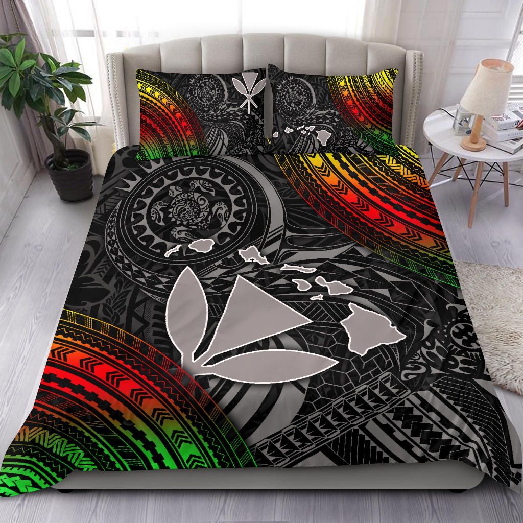 Polynesian Bedding Set - Hawaii Duvet Cover Set- Kanaka Maoli Hawaiian Map