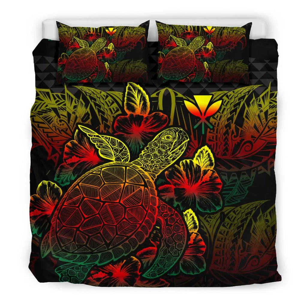 Polynesian Bedding Set - Hawaii Duvet Cover Set Reggae Color