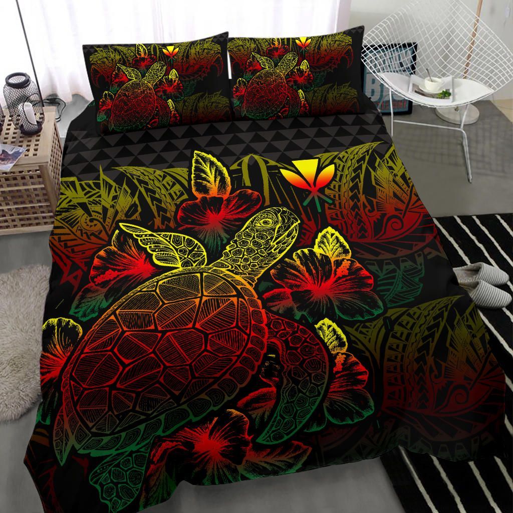 Polynesian Bedding Set - Hawaii Duvet Cover Set Reggae Color