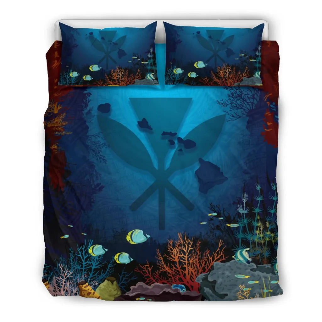 Polynesian Bedding Set - Hawaii Duvet Cover Set Under Sea