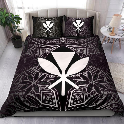 Polynesian Bedding Set - Hawaii Duvet Cover White Hibiscus Coat Of Arms