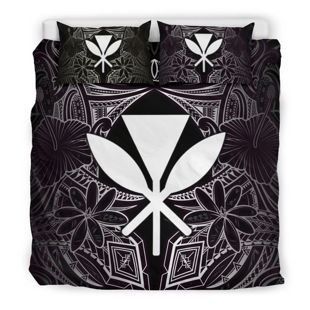 Polynesian Bedding Set - Hawaii Duvet Cover White Hibiscus Coat Of Arms
