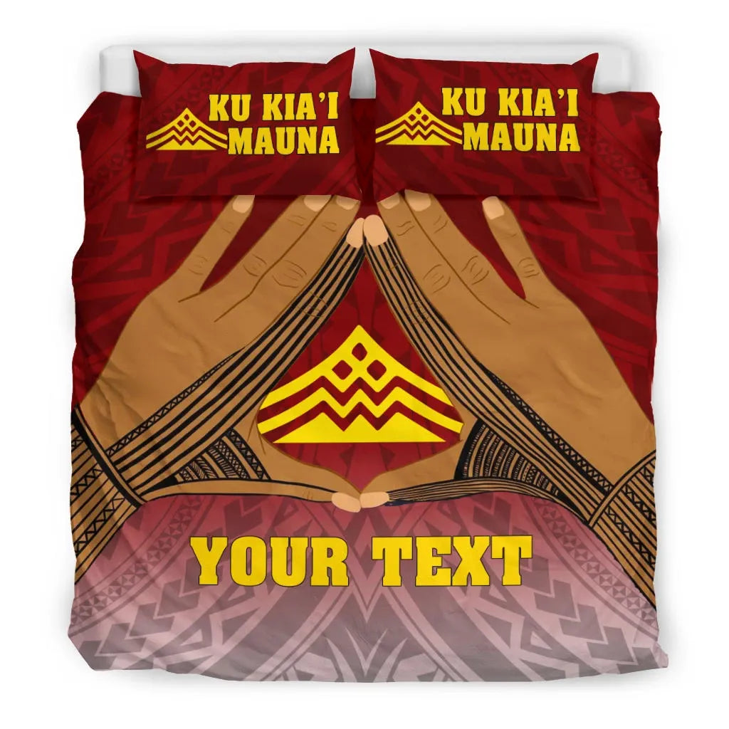 Polynesian Bedding Set - Hawaii Mauna Kea Custom Personalised Duvet Cover Hand Sign Symbol