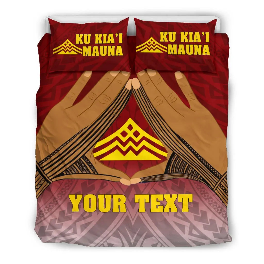 Polynesian Bedding Set - Hawaii Mauna Kea Custom Personalised Duvet Cover Hand Sign Symbol