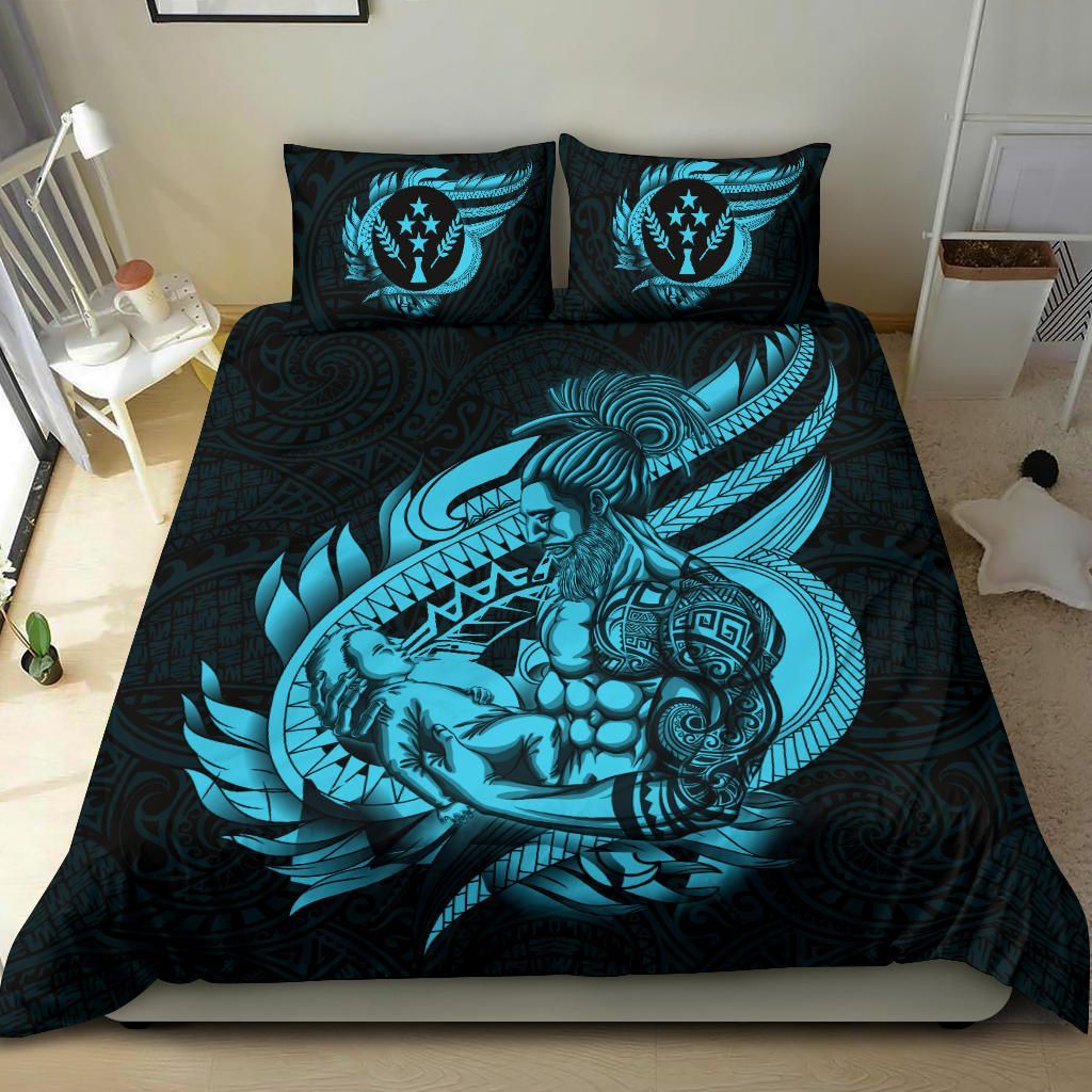 Polynesian Bedding Set - Kosrae Duvet Cover Set Father And Son Emerald