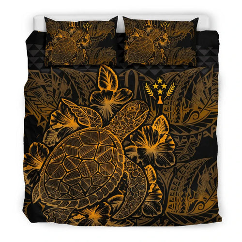 Polynesian Bedding Set - Kosrae Duvet Cover Set Gold Color
