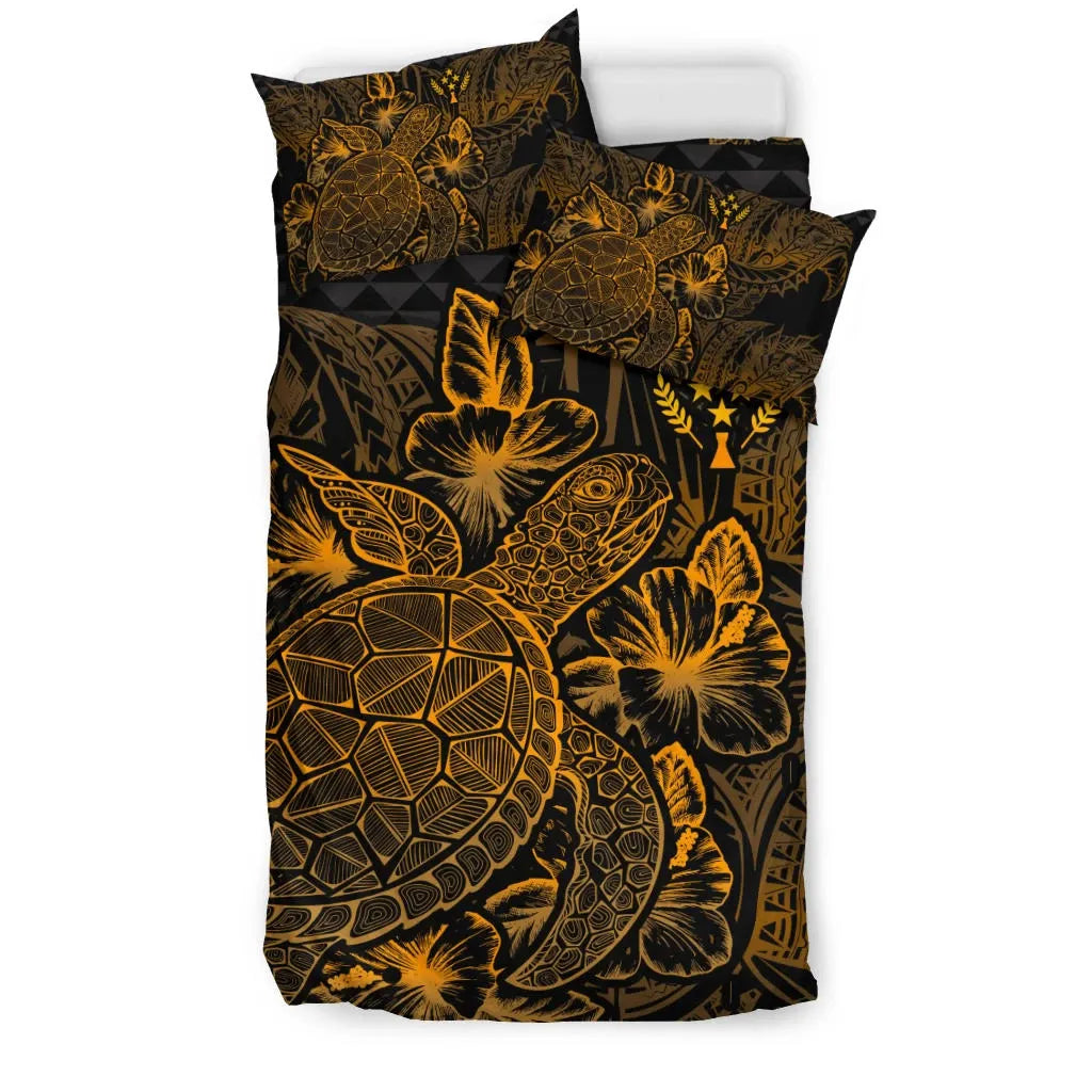 Polynesian Bedding Set - Kosrae Duvet Cover Set Gold Color