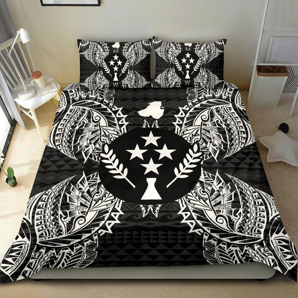 Polynesian Bedding Set - Kosrae Duvet Cover Set Map Black