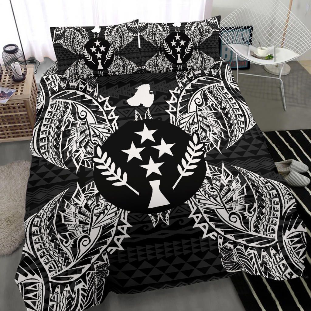 Polynesian Bedding Set - Kosrae Duvet Cover Set Map Black