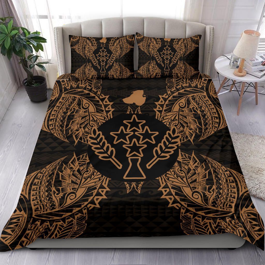 Polynesian Bedding Set - Kosrae Duvet Cover Set Map Gold