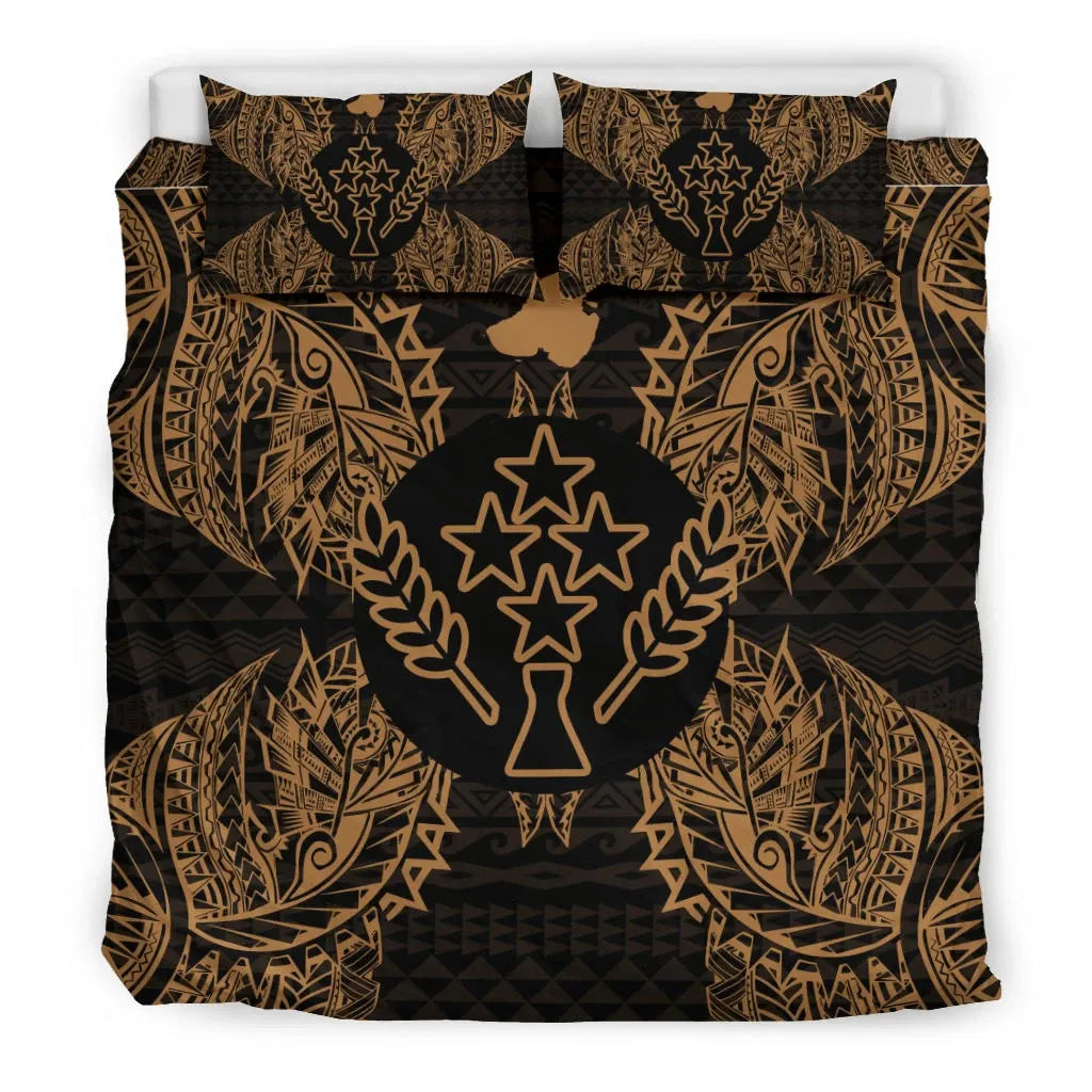 Polynesian Bedding Set - Kosrae Duvet Cover Set Map Gold