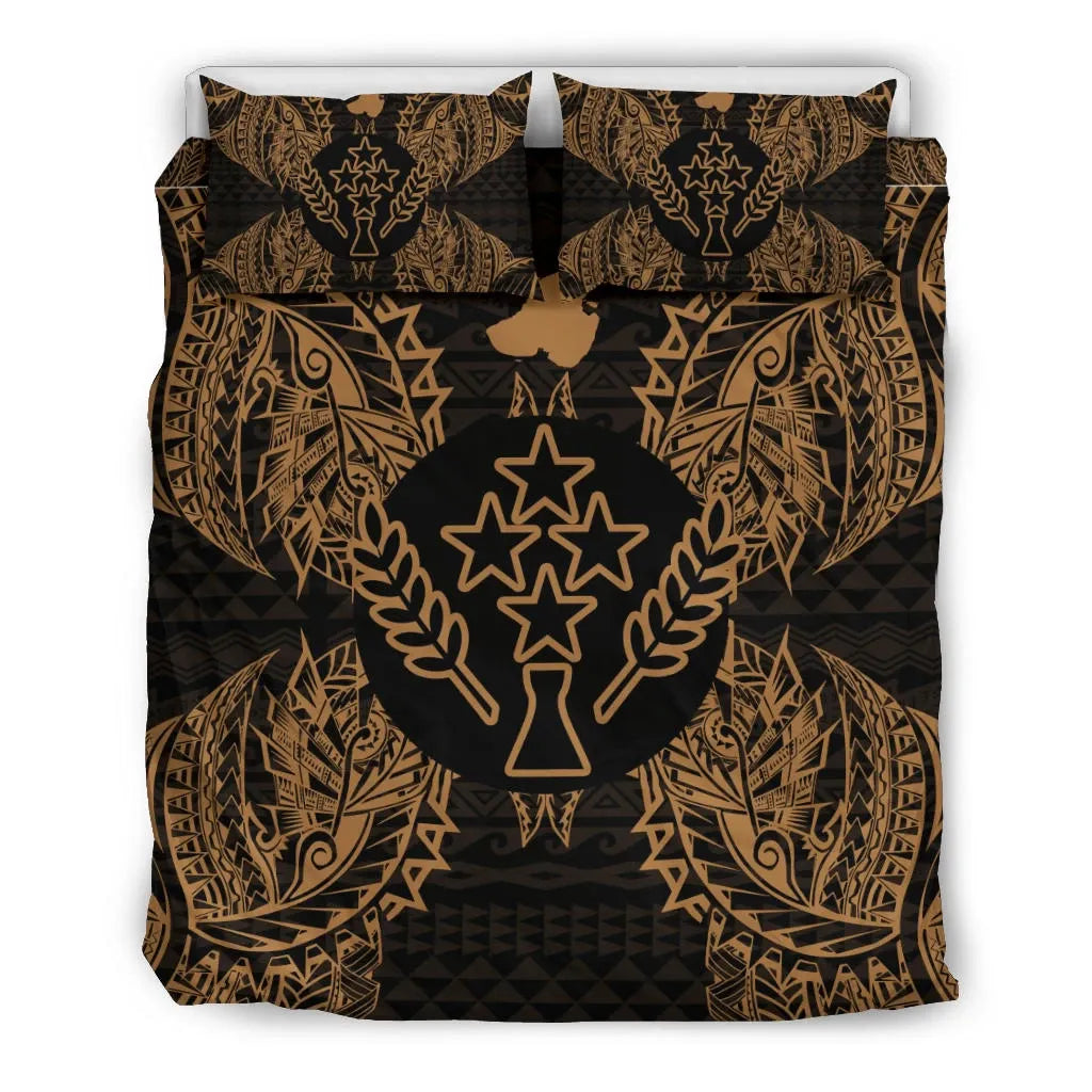 Polynesian Bedding Set - Kosrae Duvet Cover Set Map Gold