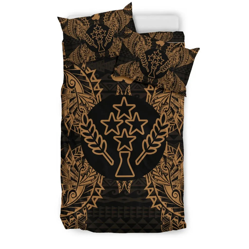 Polynesian Bedding Set - Kosrae Duvet Cover Set Map Gold