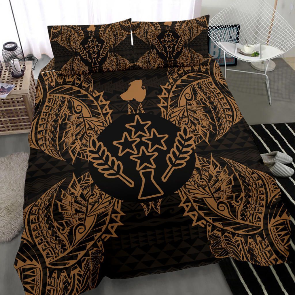 Polynesian Bedding Set - Kosrae Duvet Cover Set Map Gold