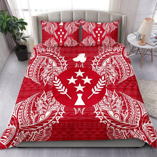 Polynesian Bedding Set - Kosrae Duvet Cover Set Map Red White