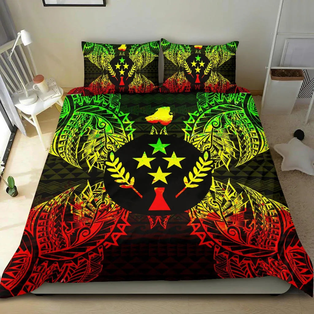 Polynesian Bedding Set - Kosrae Duvet Cover Set Map Reggae