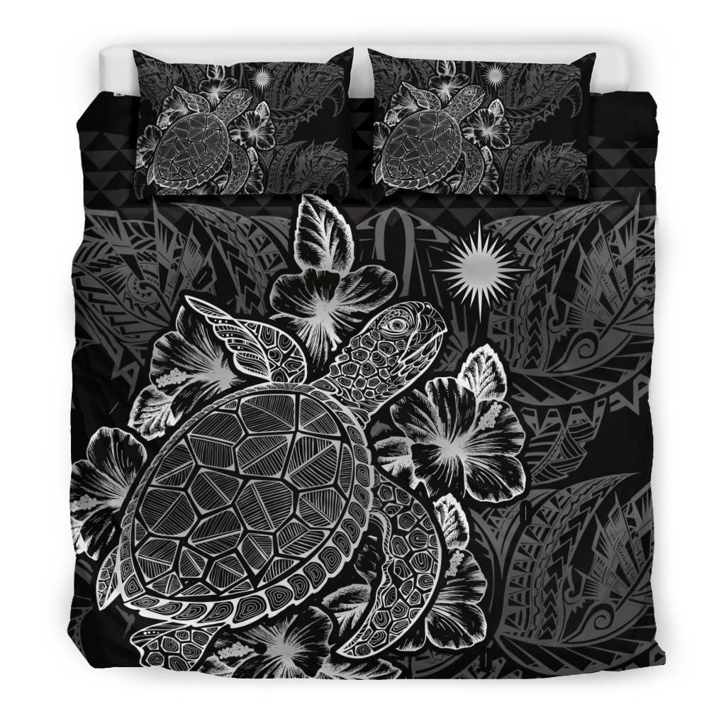 Polynesian Bedding Set - Marshall Islands Duvet Cover Set Black Color