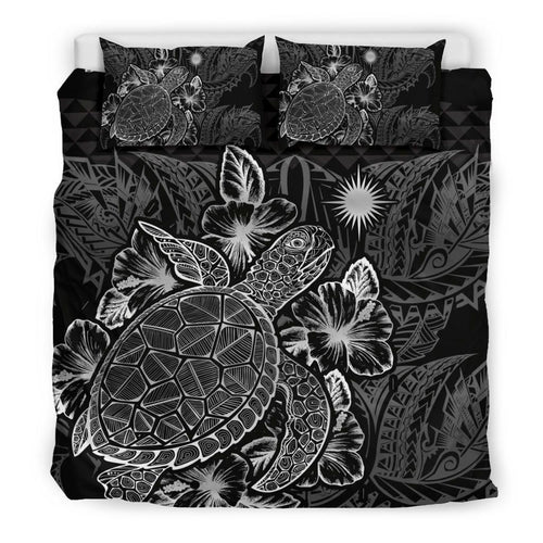 Polynesian Bedding Set - Marshall Islands Duvet Cover Set Black Color