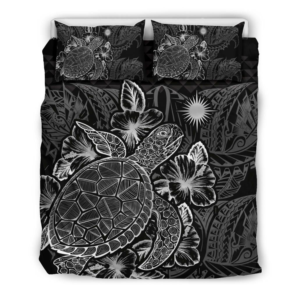 Polynesian Bedding Set - Marshall Islands Duvet Cover Set Black Color