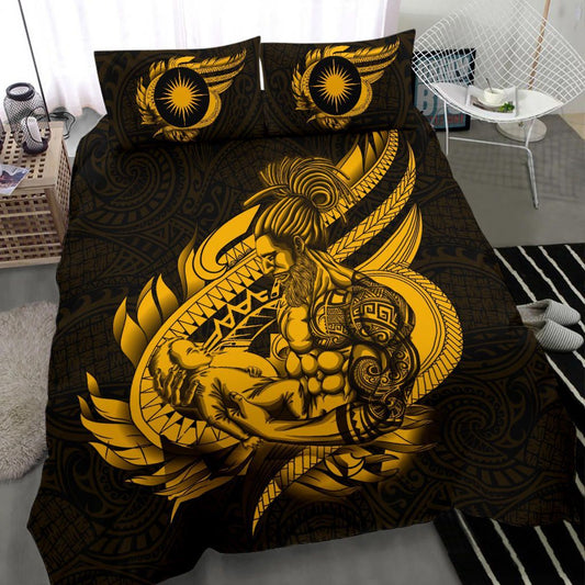 Polynesian Bedding Set - Marshall Islands Duvet Cover Set Father And Son Gold