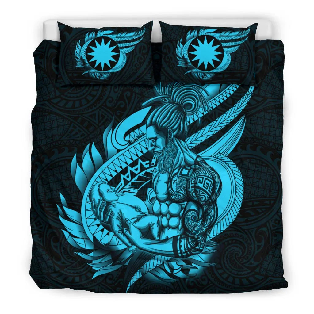 Polynesian Bedding Set - Nauru Duvet Cover Set Father And Son Emerald