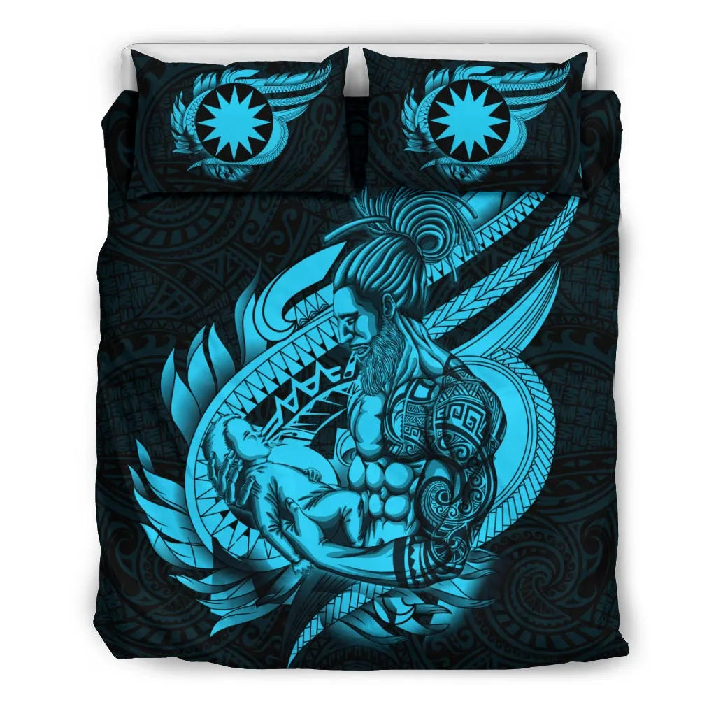Polynesian Bedding Set - Nauru Duvet Cover Set Father And Son Emerald