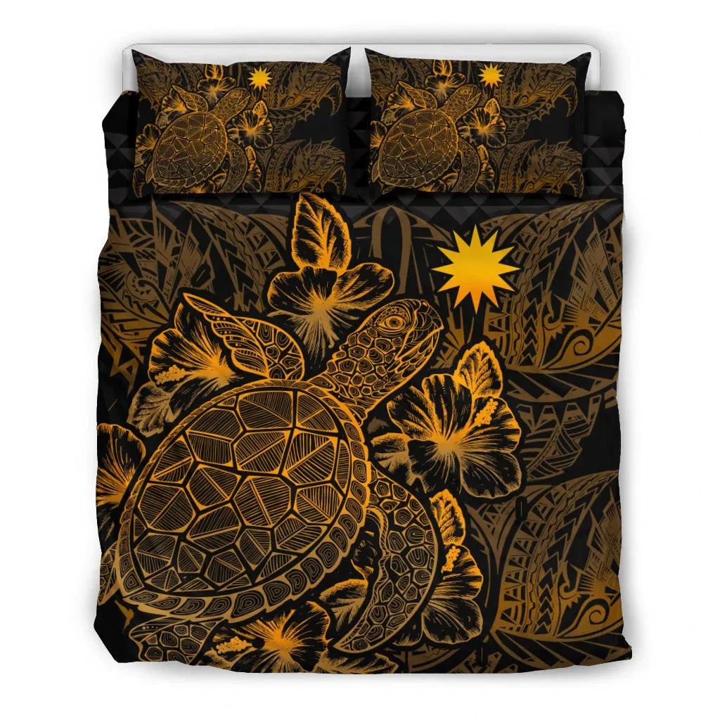 Polynesian Bedding Set - Nauru Duvet Cover Set Gold Color