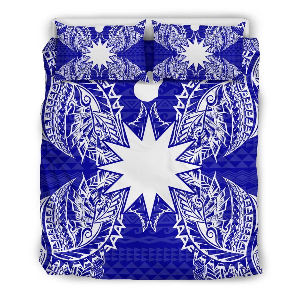 Polynesian Bedding Set - Nauru Duvet Cover Set Map Blue