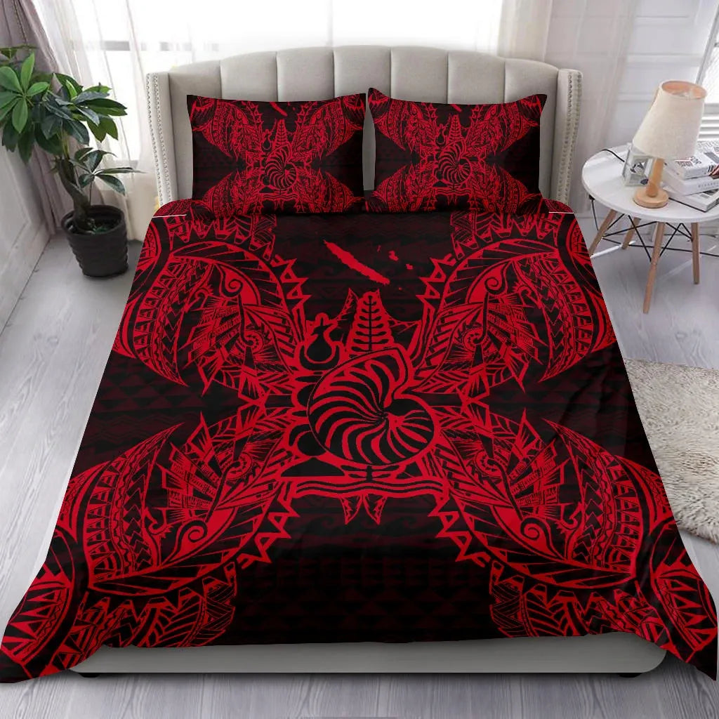 Polynesian Bedding Set - New Caledonia Duvet Cover Set Map Red