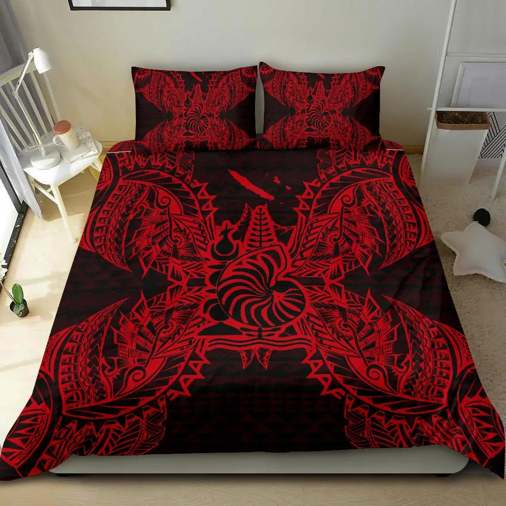 Polynesian Bedding Set - New Caledonia Duvet Cover Set Map Red