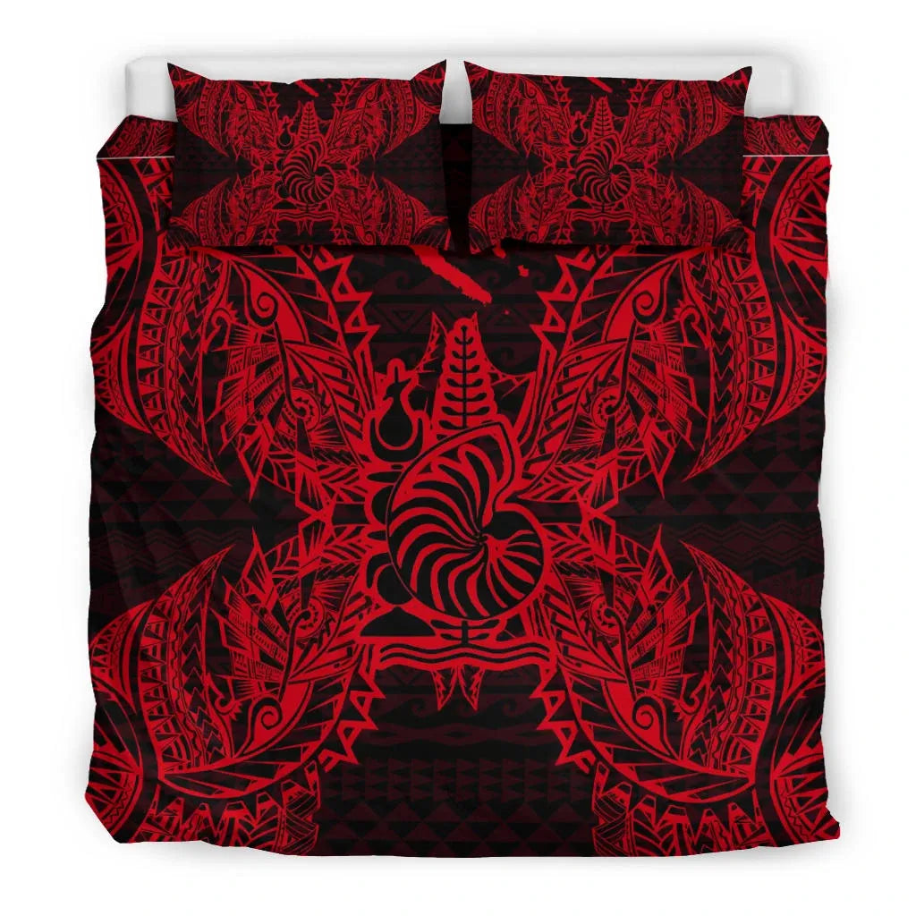 Polynesian Bedding Set - New Caledonia Duvet Cover Set Map Red