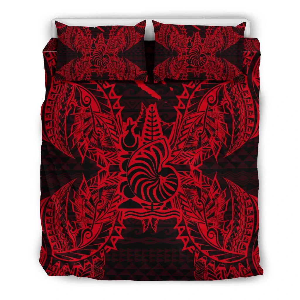 Polynesian Bedding Set - New Caledonia Duvet Cover Set Map Red