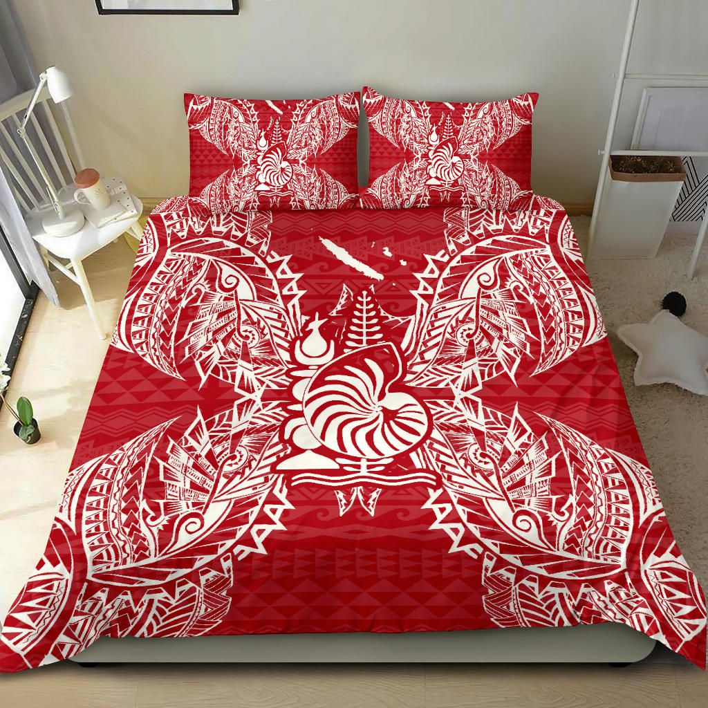 Polynesian Bedding Set - New Caledonia Duvet Cover Set Map Red White