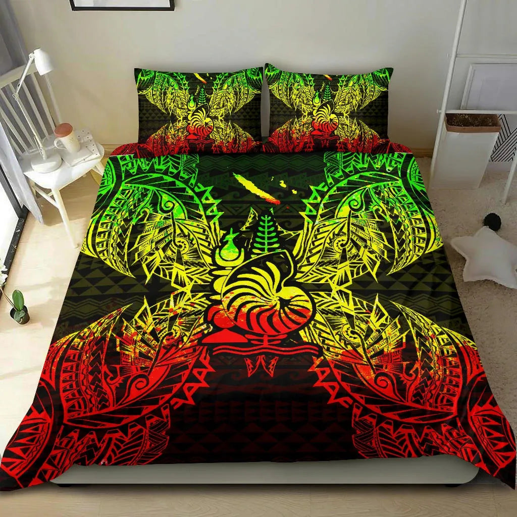 Polynesian Bedding Set - New Caledonia Duvet Cover Set Map Reggae