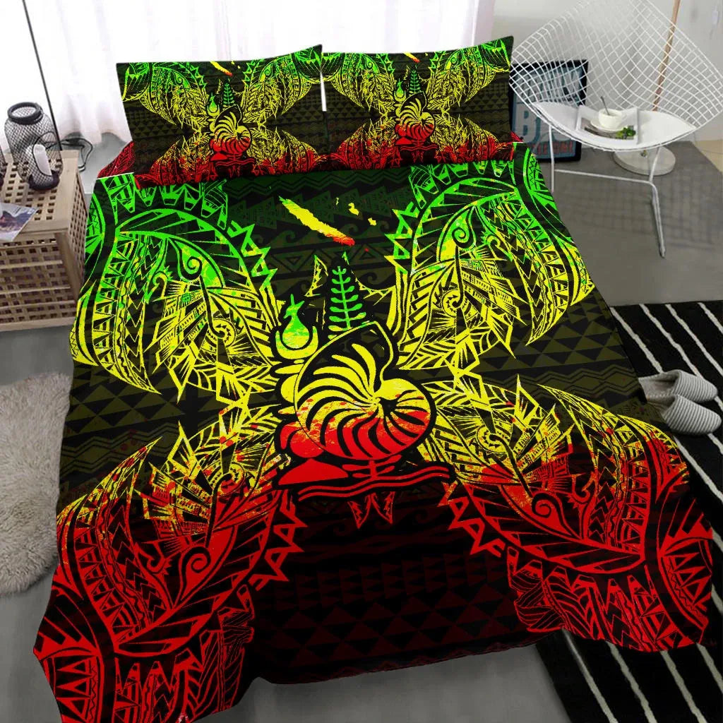 Polynesian Bedding Set - New Caledonia Duvet Cover Set Map Reggae