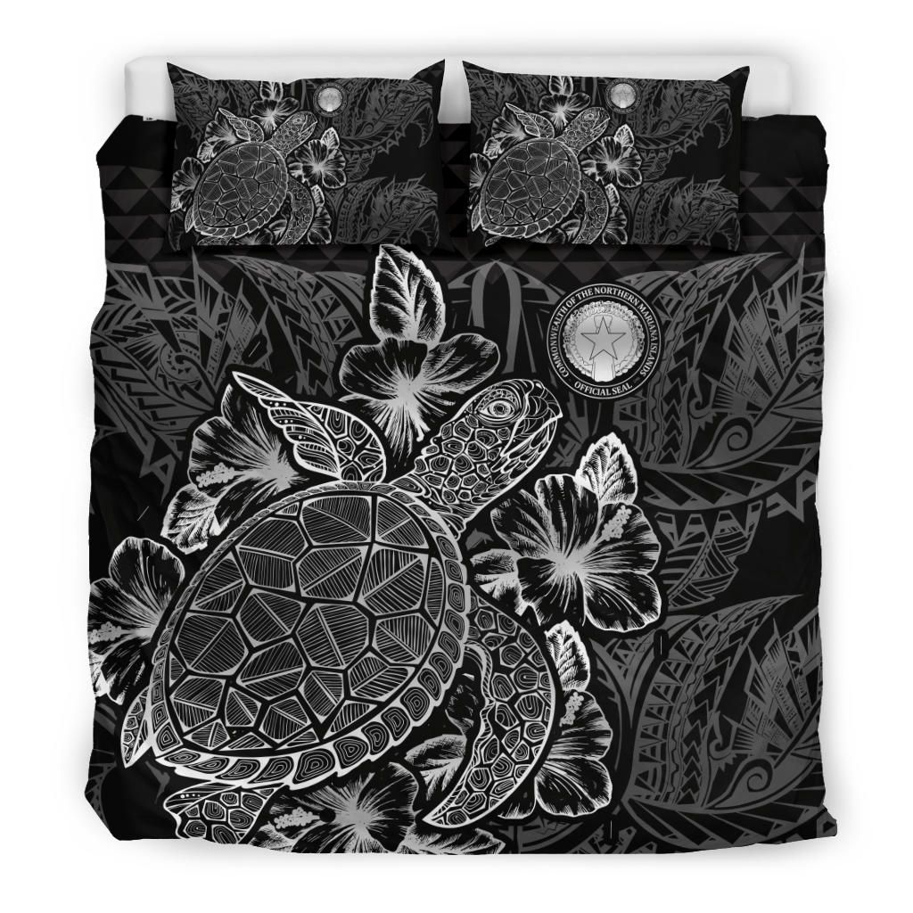 Polynesian Bedding Set - Northern Mariana Islands Duvet Cover Set Black Color