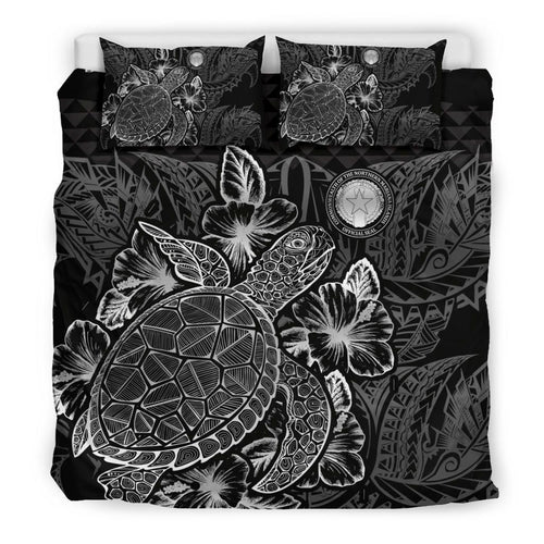 Polynesian Bedding Set - Northern Mariana Islands Duvet Cover Set Black Color