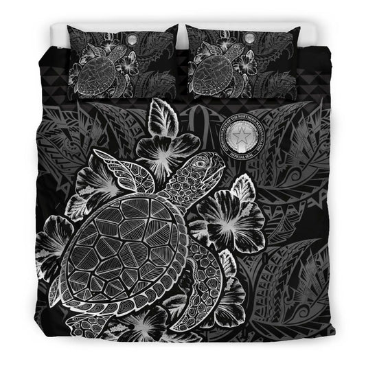 Polynesian Bedding Set - Northern Mariana Islands Duvet Cover Set Black Color