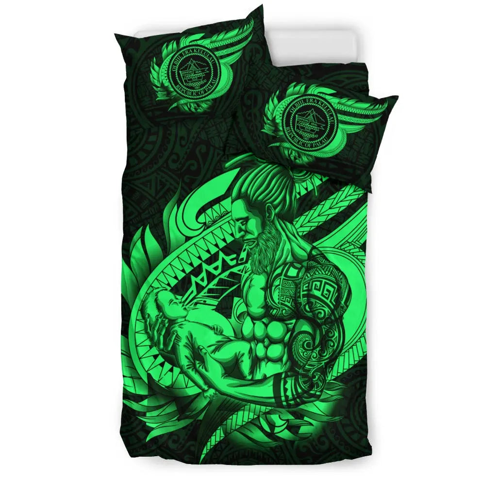 Polynesian Bedding Set - Palau Duvet Cover Set Father And Son Green