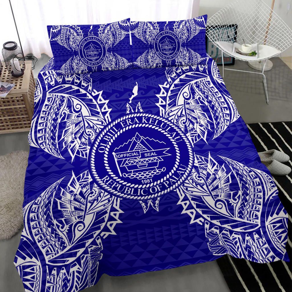 Polynesian Bedding Set - Palau Duvet Cover Set Map Blue