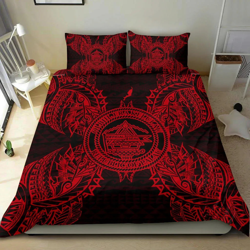 Polynesian Bedding Set - Palau Duvet Cover Set Map Red