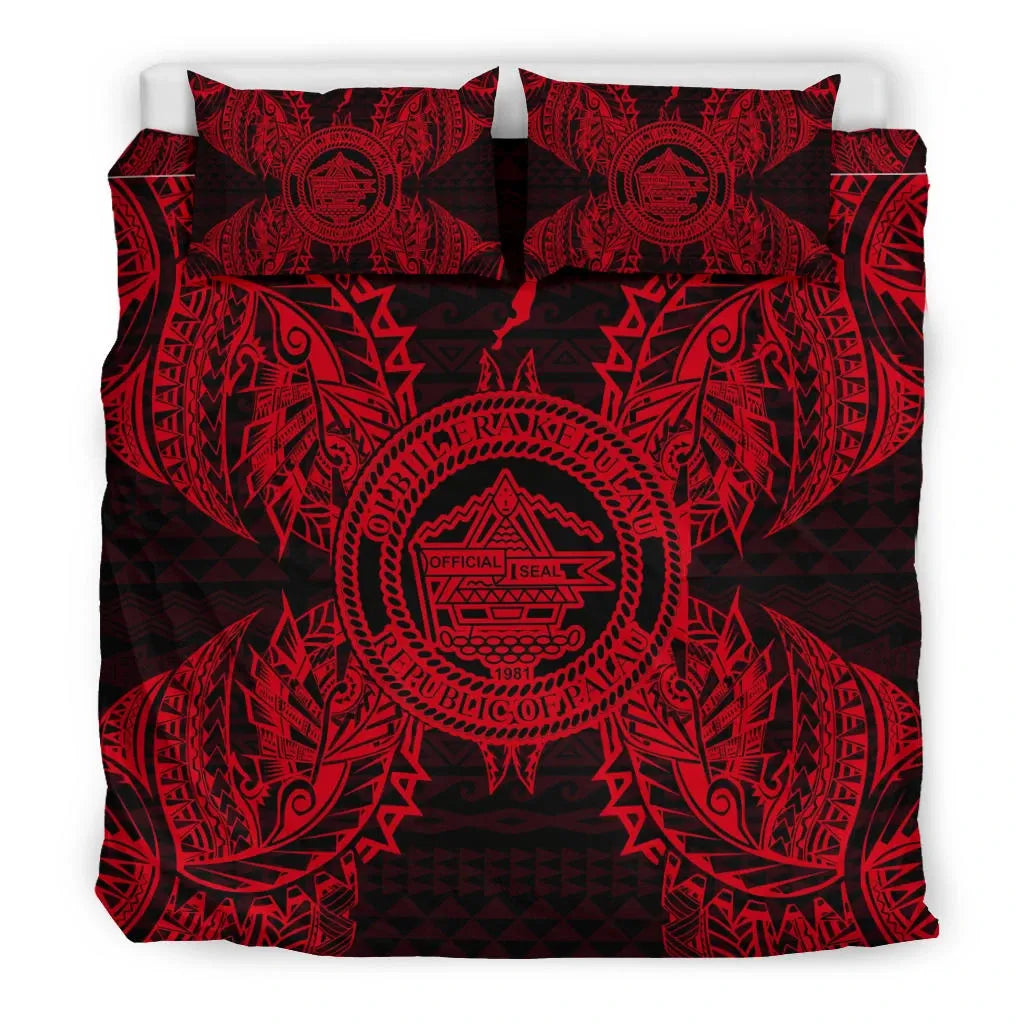 Polynesian Bedding Set - Palau Duvet Cover Set Map Red