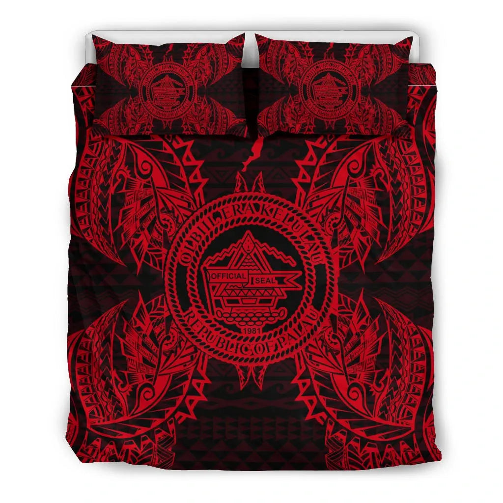 Polynesian Bedding Set - Palau Duvet Cover Set Map Red