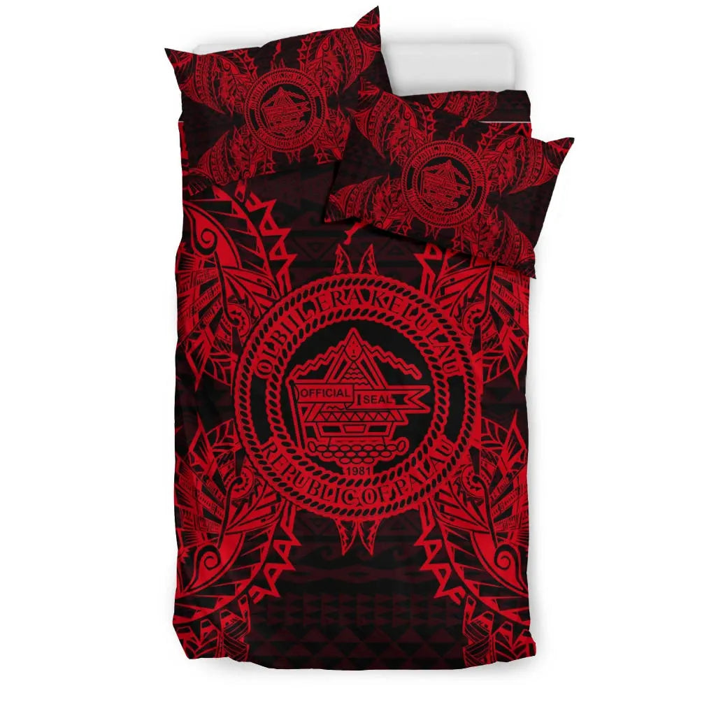 Polynesian Bedding Set - Palau Duvet Cover Set Map Red