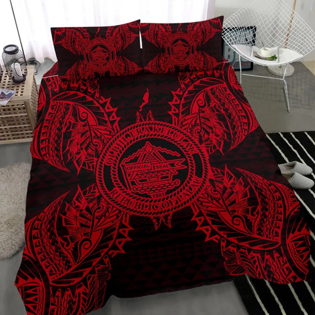 Polynesian Bedding Set - Palau Duvet Cover Set Map Red