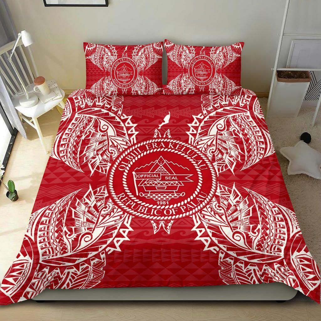 Polynesian Bedding Set - Palau Duvet Cover Set Map Red White